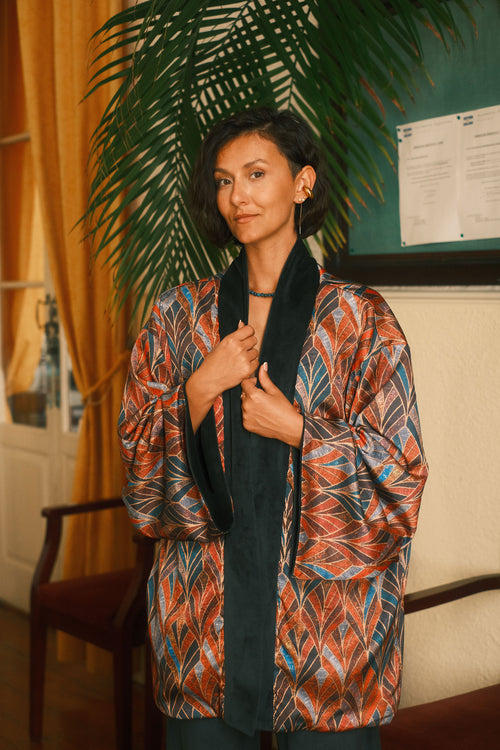 Shortened kimono Midnight Botanica