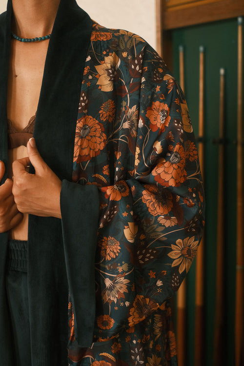 Double-sided velour kimono Pheasant