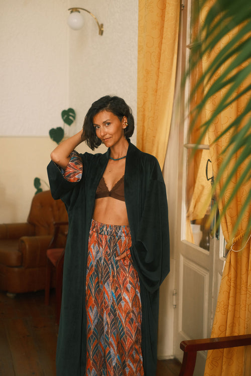 Double-sided velour kimono Boho