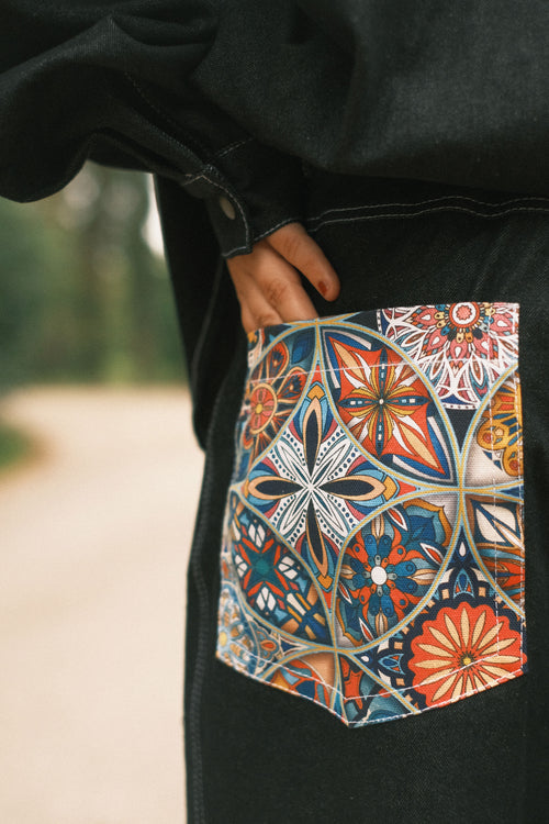 Pattern Black Jeans