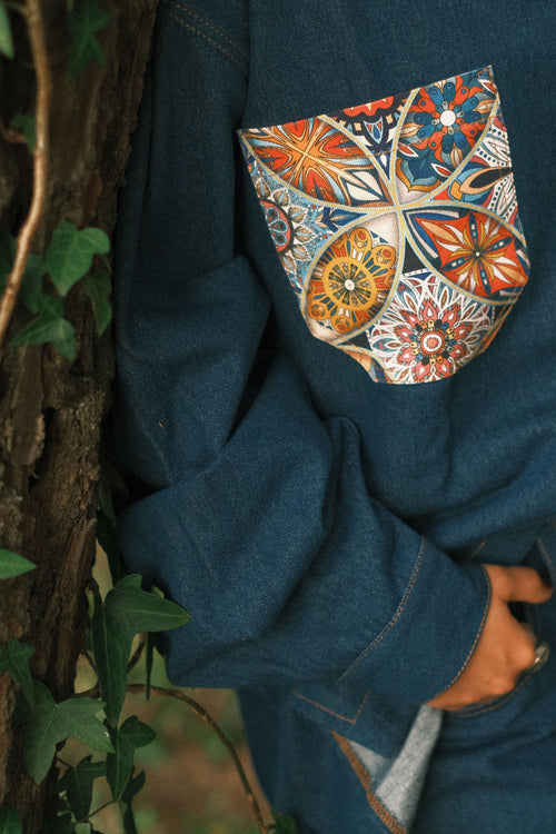 Джинсова сорочка Pattern Dark Blue