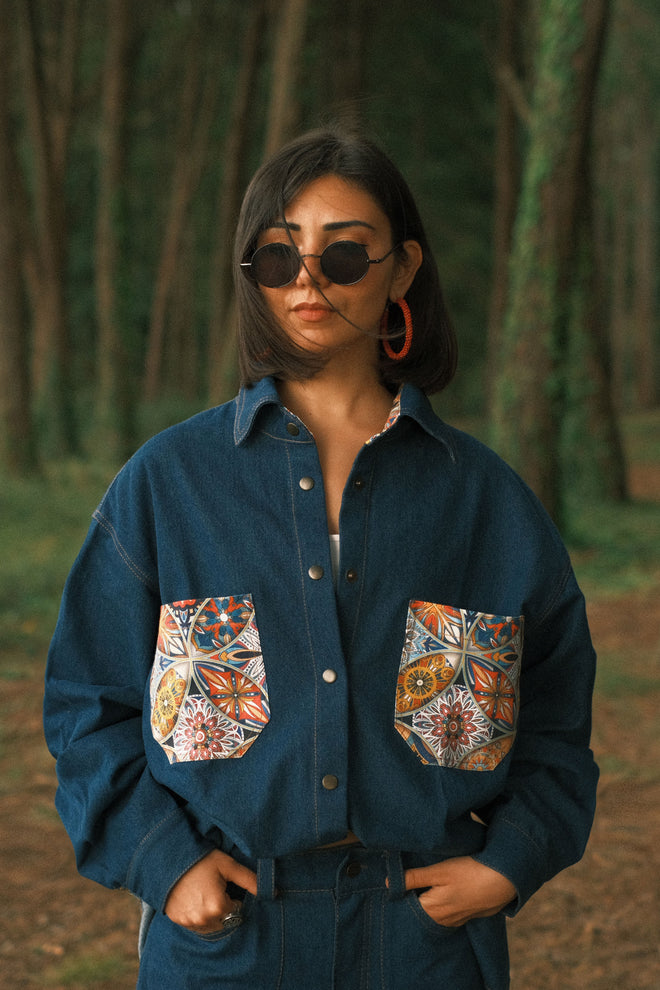 Denim shirt Pattern Dark Blue