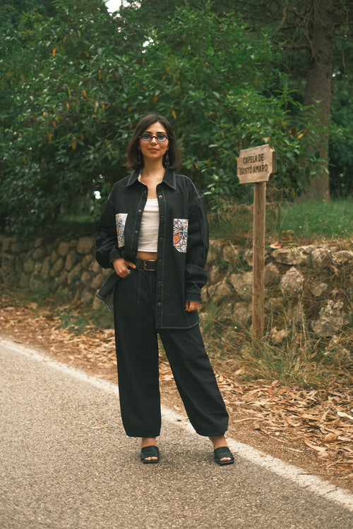 Pattern Black Jeans