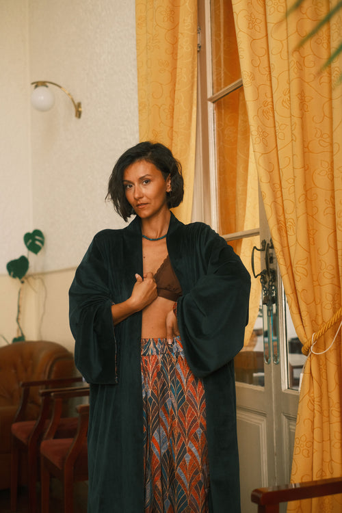 Double-sided velour kimono Boho