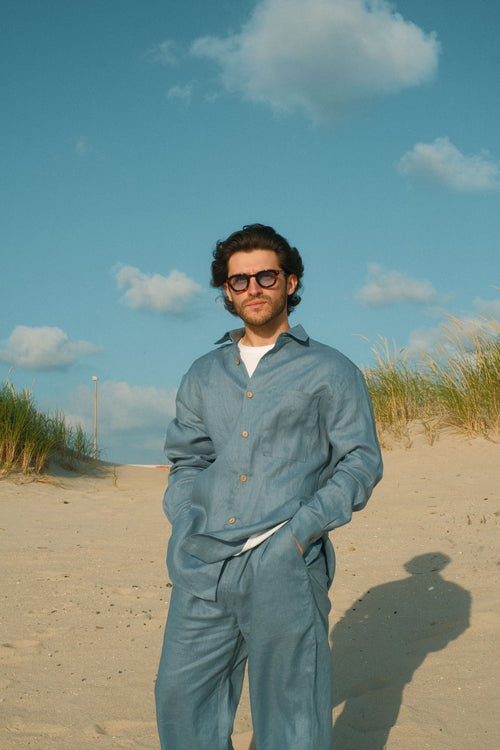 Skywashed linen trousers