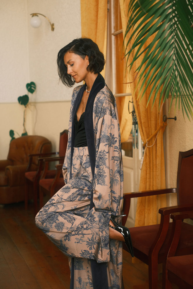 Double-sided velour kimono Pheasant