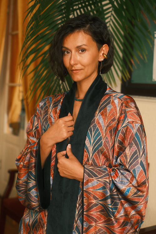 Shortened kimono Midnight Botanica