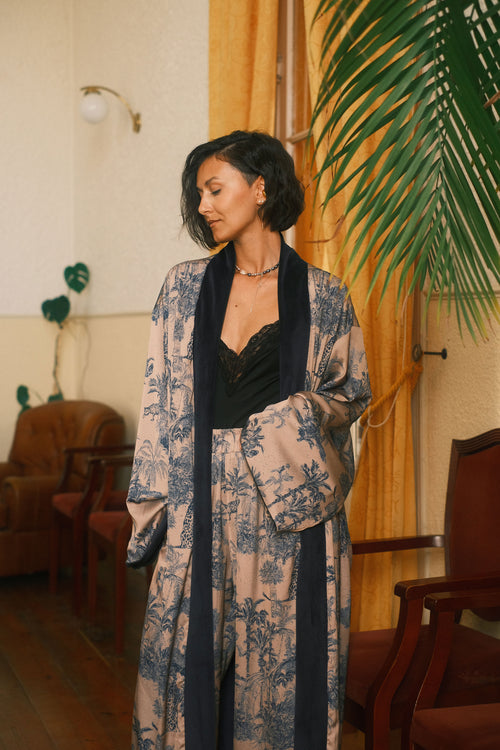 Double-sided velour kimono Pheasant