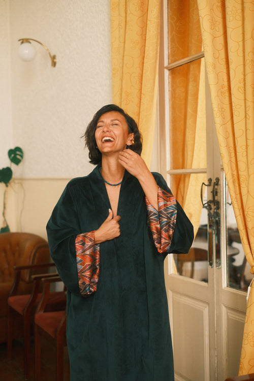 Double-sided velour kimono Boho
