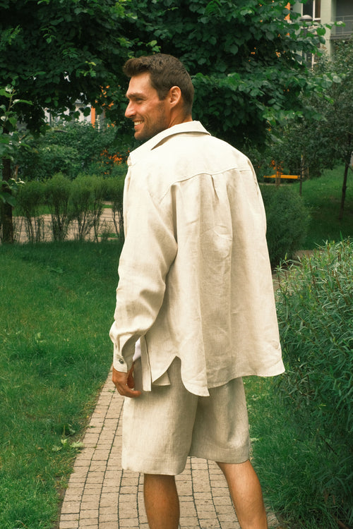 Natural linen shorts