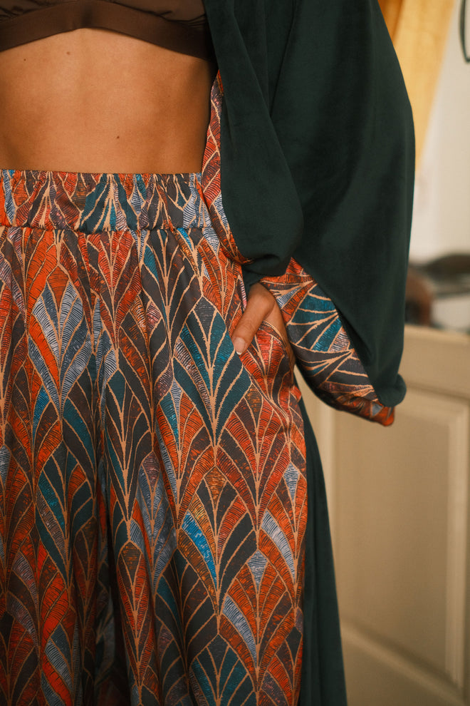 Boho silk trousers