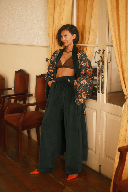 Double-sided velour kimono Pheasant