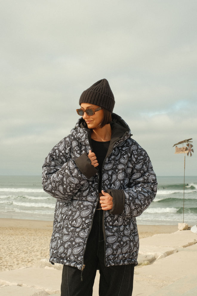 Paisley double-breasted coat