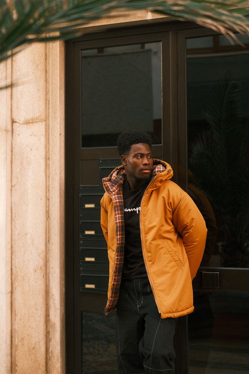 Reversible plaid jacket Mustard