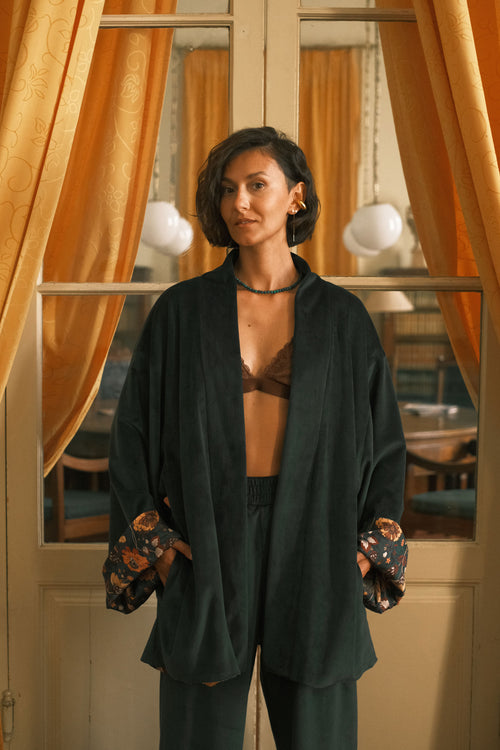 Shortened kimono Midnight Botanica