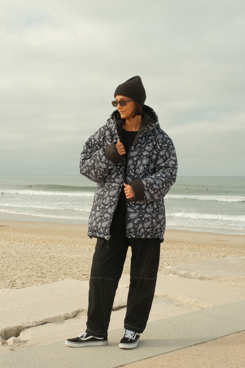 Paisley double-breasted coat