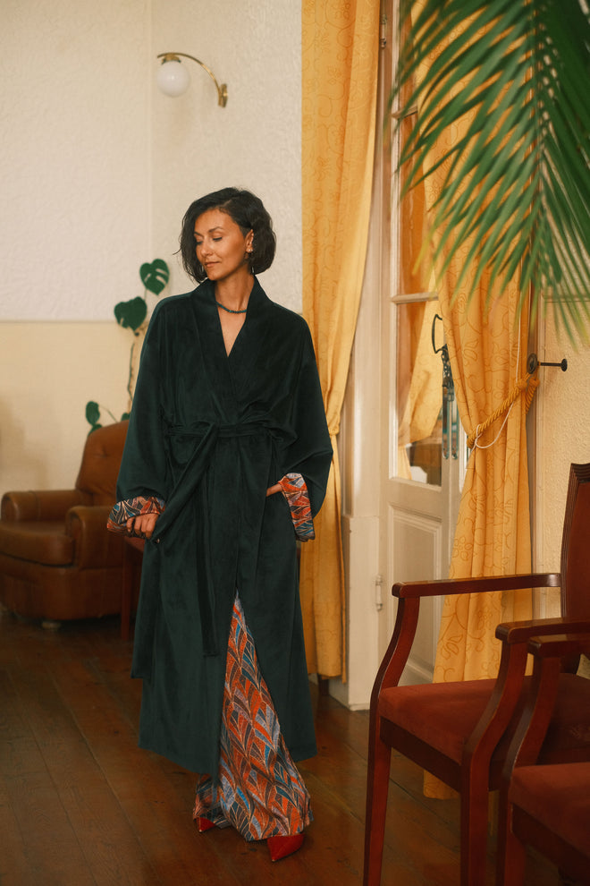 Double-sided velour kimono Boho