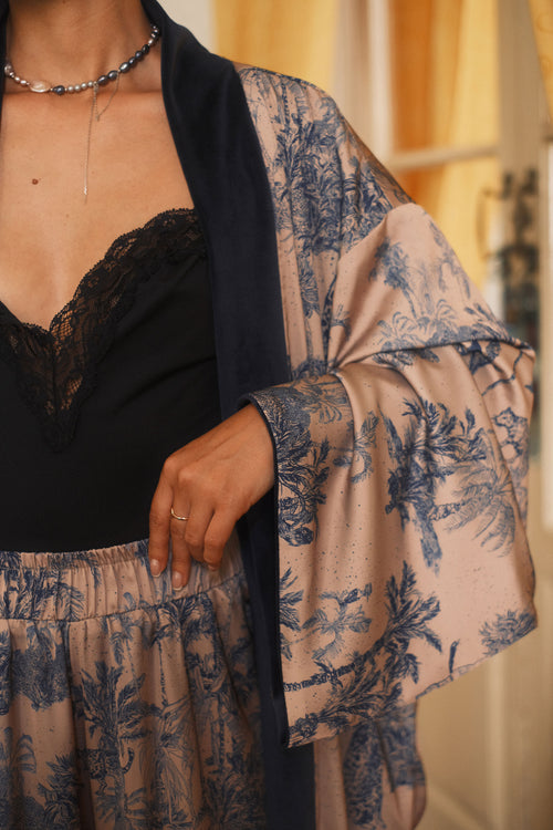 Double-sided velour kimono Pheasant
