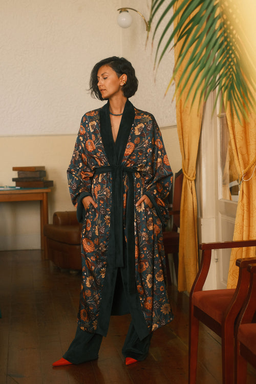Double-sided velour kimono Pheasant