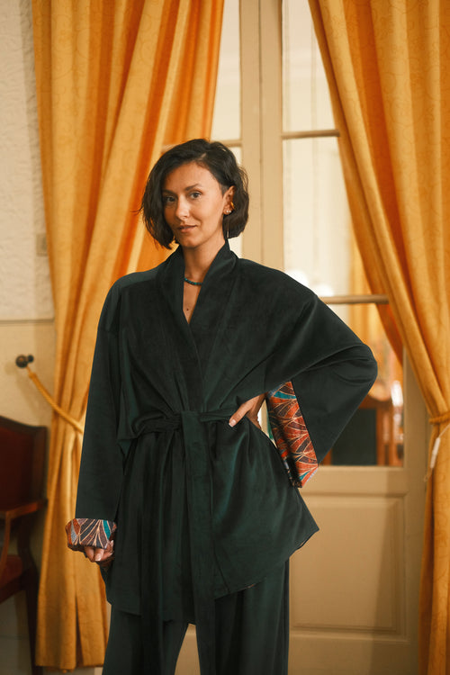 Shortened kimono Midnight Botanica
