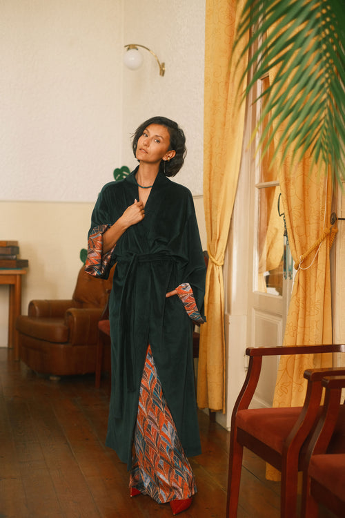 Double-sided velour kimono Boho