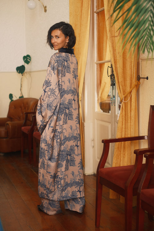 Double-sided velour kimono Pheasant