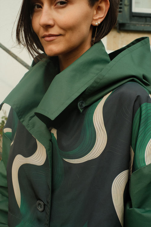 Hooded trench Green Wave