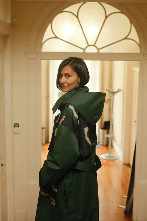 Hooded trench Green Wave