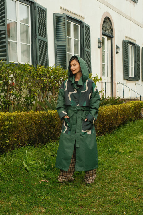 Hooded trench Green Wave
