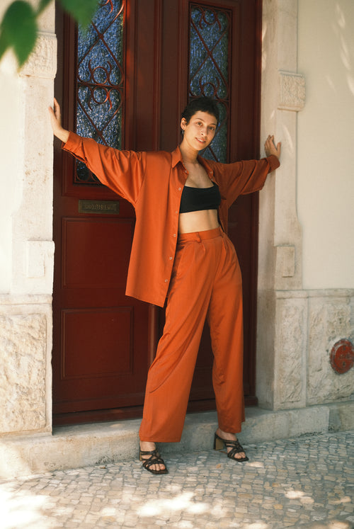 Штани з атласу Terracotta