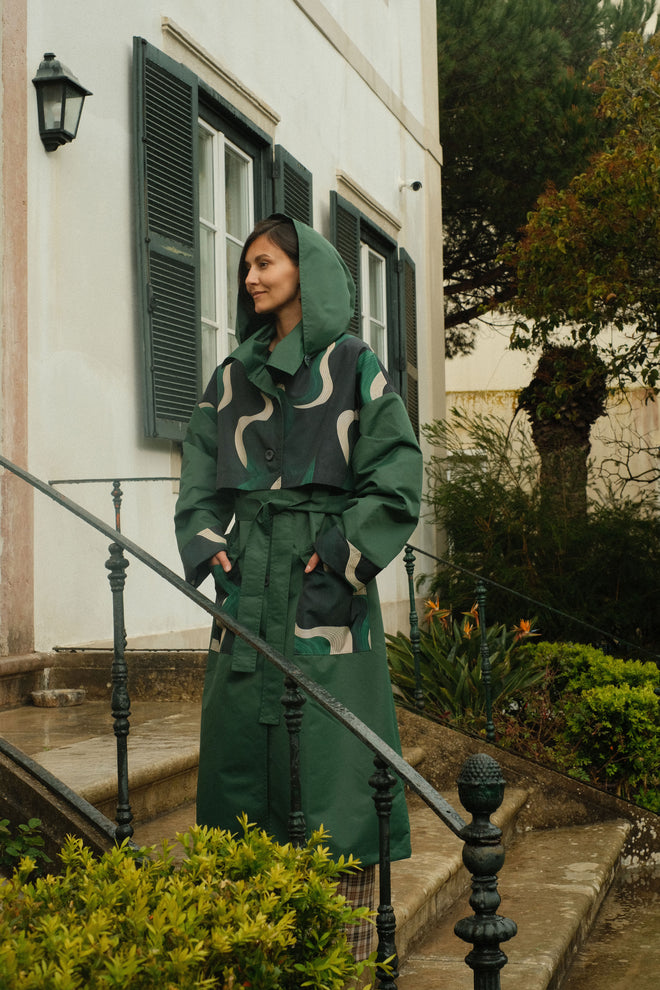 Hooded trench Green Wave