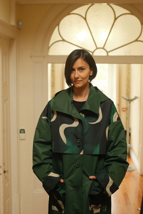Hooded trench Green Wave