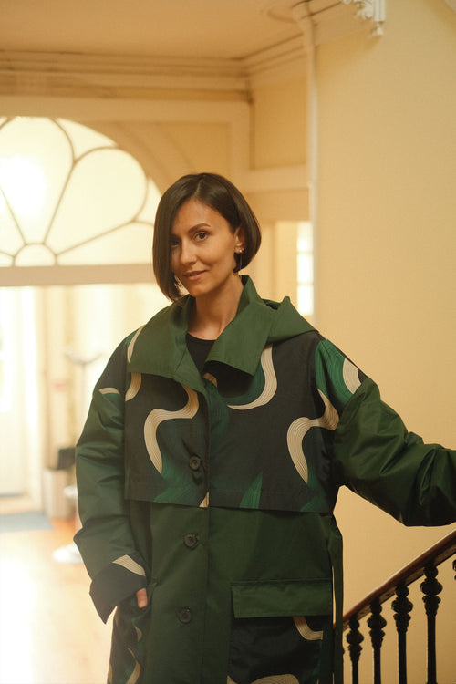 Hooded trench Green Wave