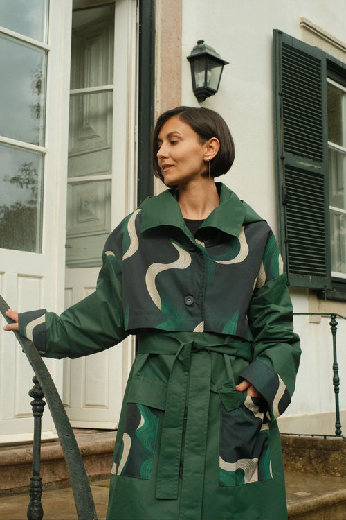 Hooded trench Green Wave