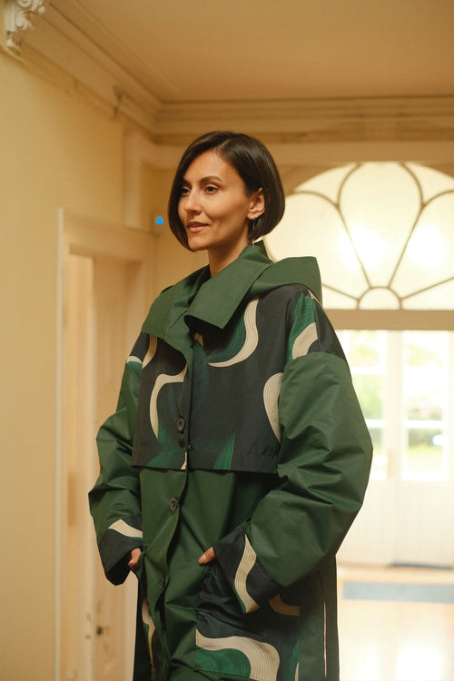 Hooded trench Green Wave