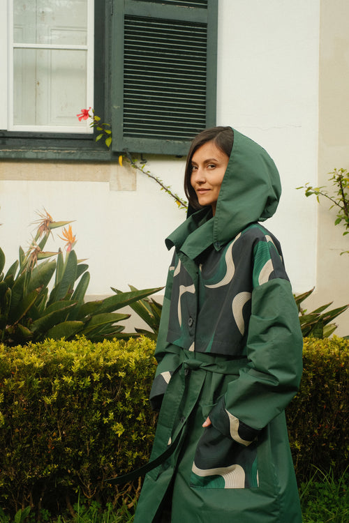 Hooded trench Green Wave