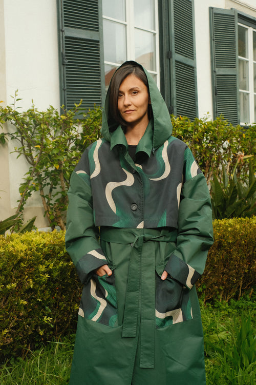 Hooded trench Green Wave