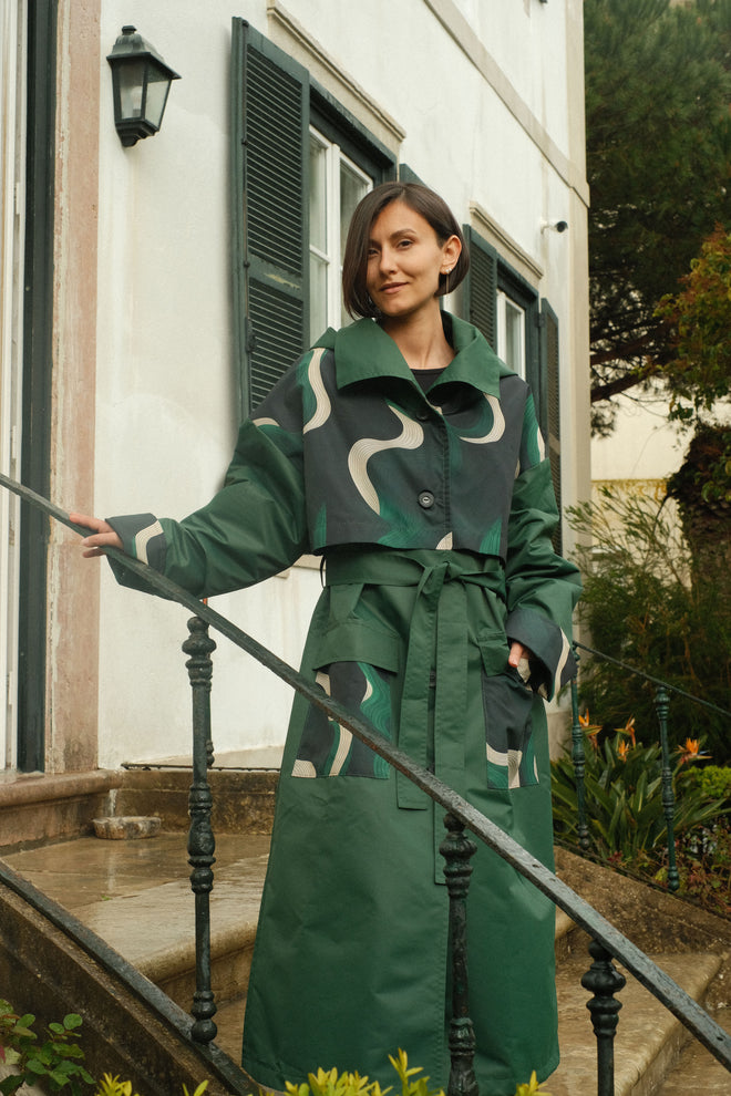 Hooded trench Green Wave
