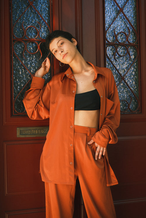 Штани з атласу Terracotta
