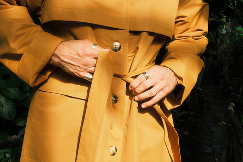 Sand hooded trench coat