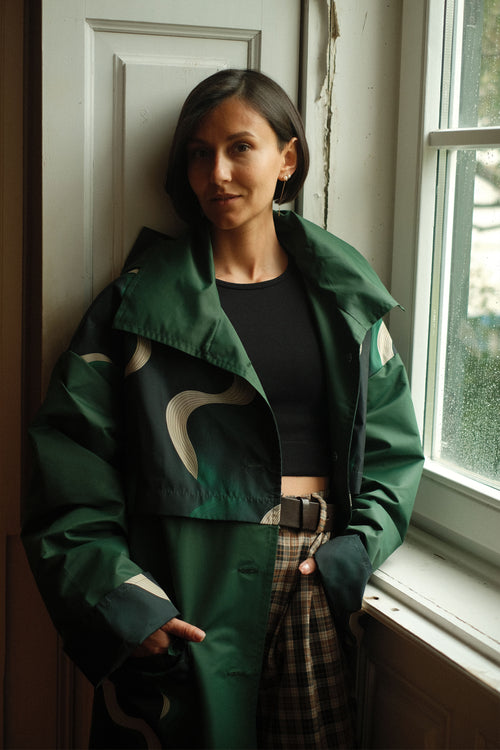 Hooded trench Green Wave