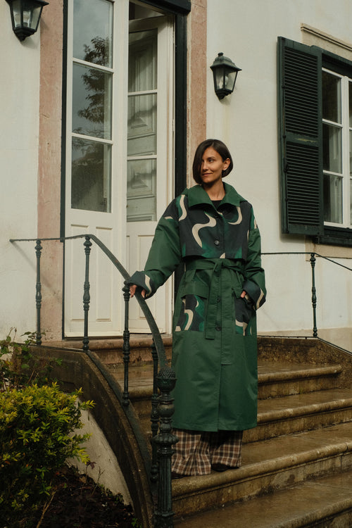 Hooded trench Green Wave
