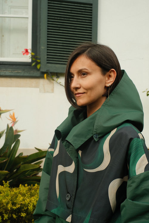 Hooded trench Green Wave