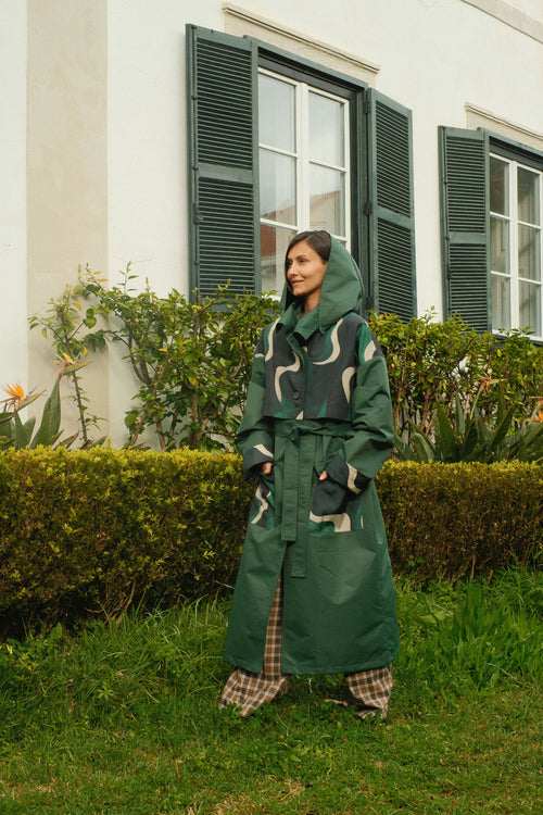 Hooded trench Green Wave