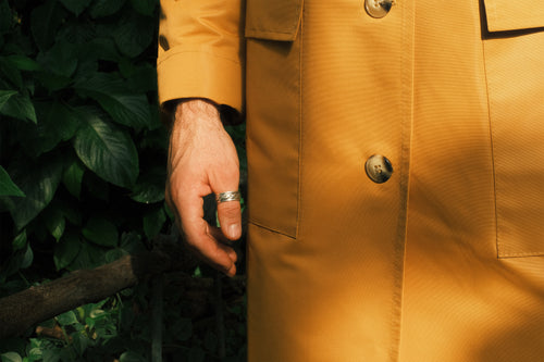 Sand hooded trench coat