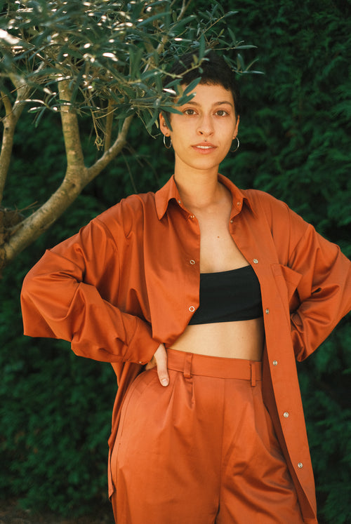 Штани з атласу Terracotta