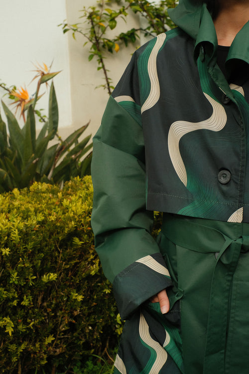 Hooded trench Green Wave