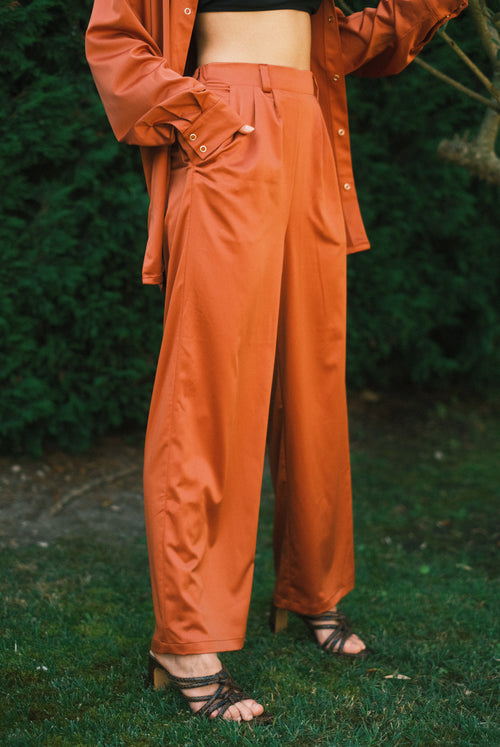 Штани з атласу Terracotta