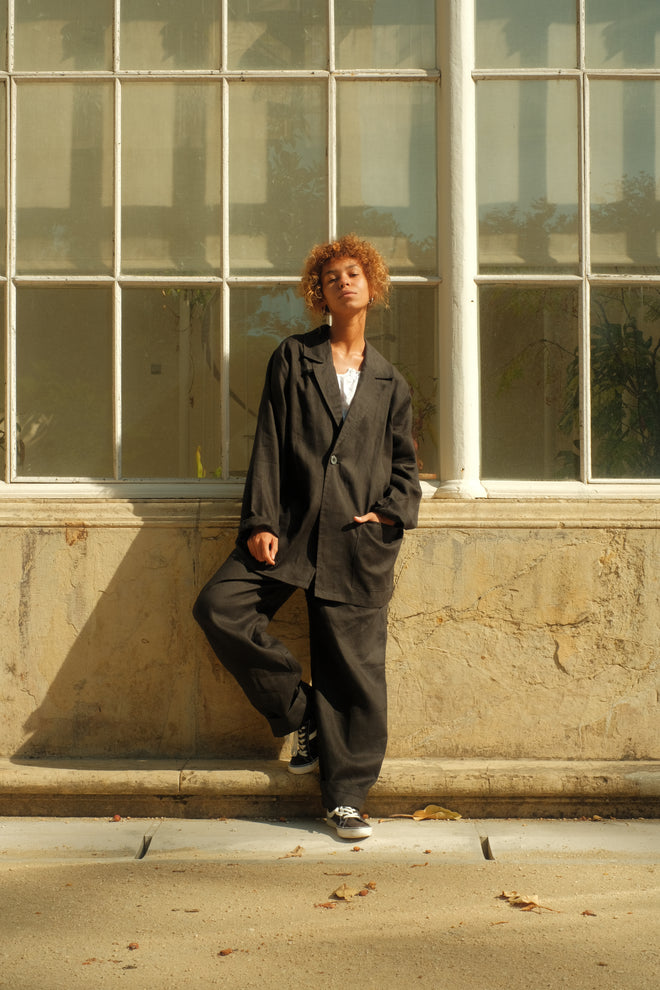 Black linen blazer