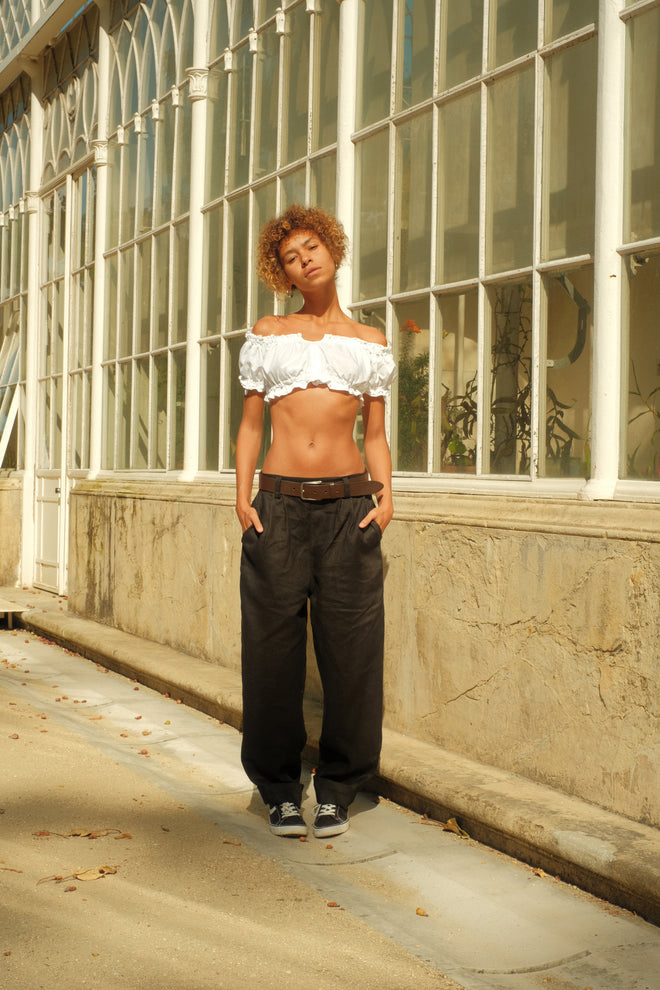 Black linen pants